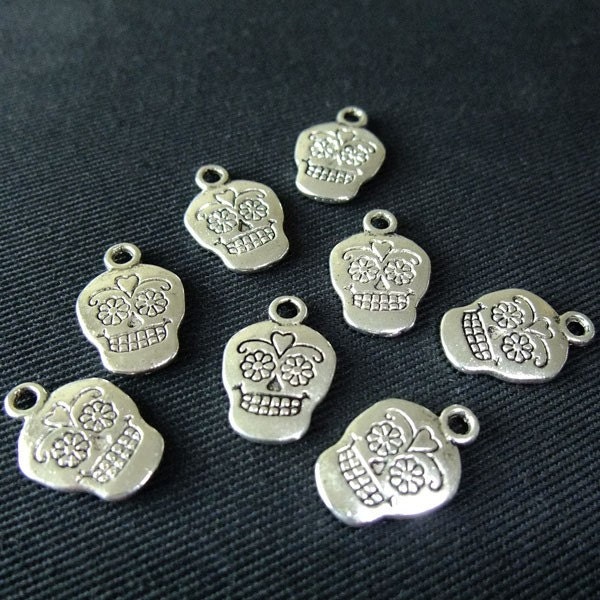 Destash (8) Day of the Dead Sugar Skull Charms