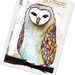 barn owl PRINT fine art owl print OWL ART --- replication of a multimedia painting - winter bird with colorful feathers on his wings