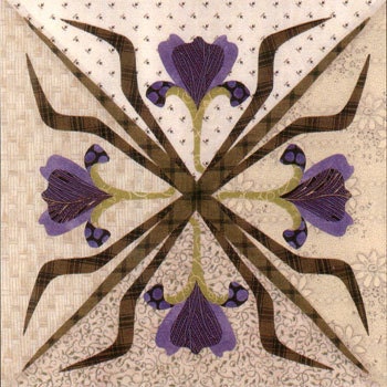 Wild Irises Quilt Block - Quilt Nouveau Designs by Binky - Floral Reflections Collection
