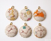 Charms Fabric Covered 20mm Forest Friends - Set Of 6 (set 9)