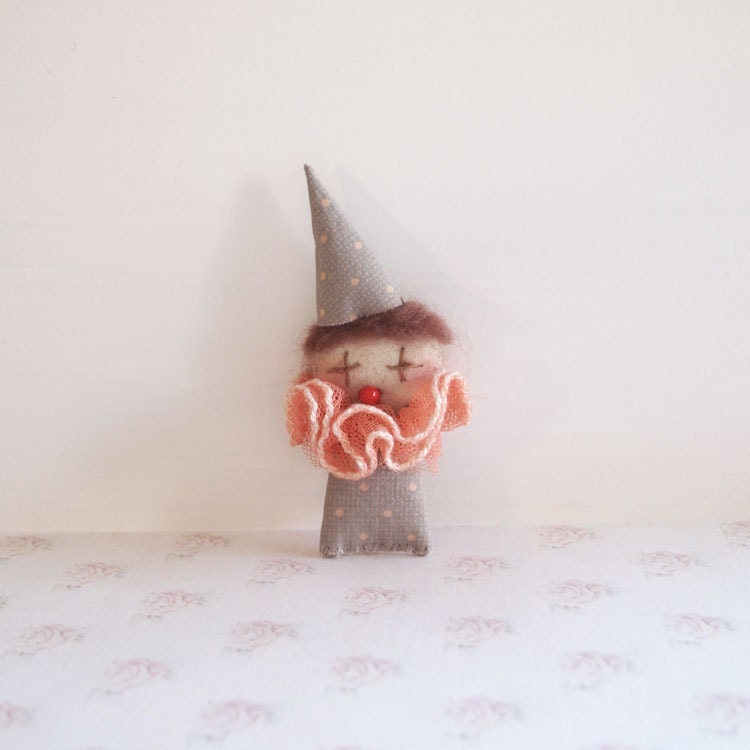 Clown Brooch Handmade Fabric Pin