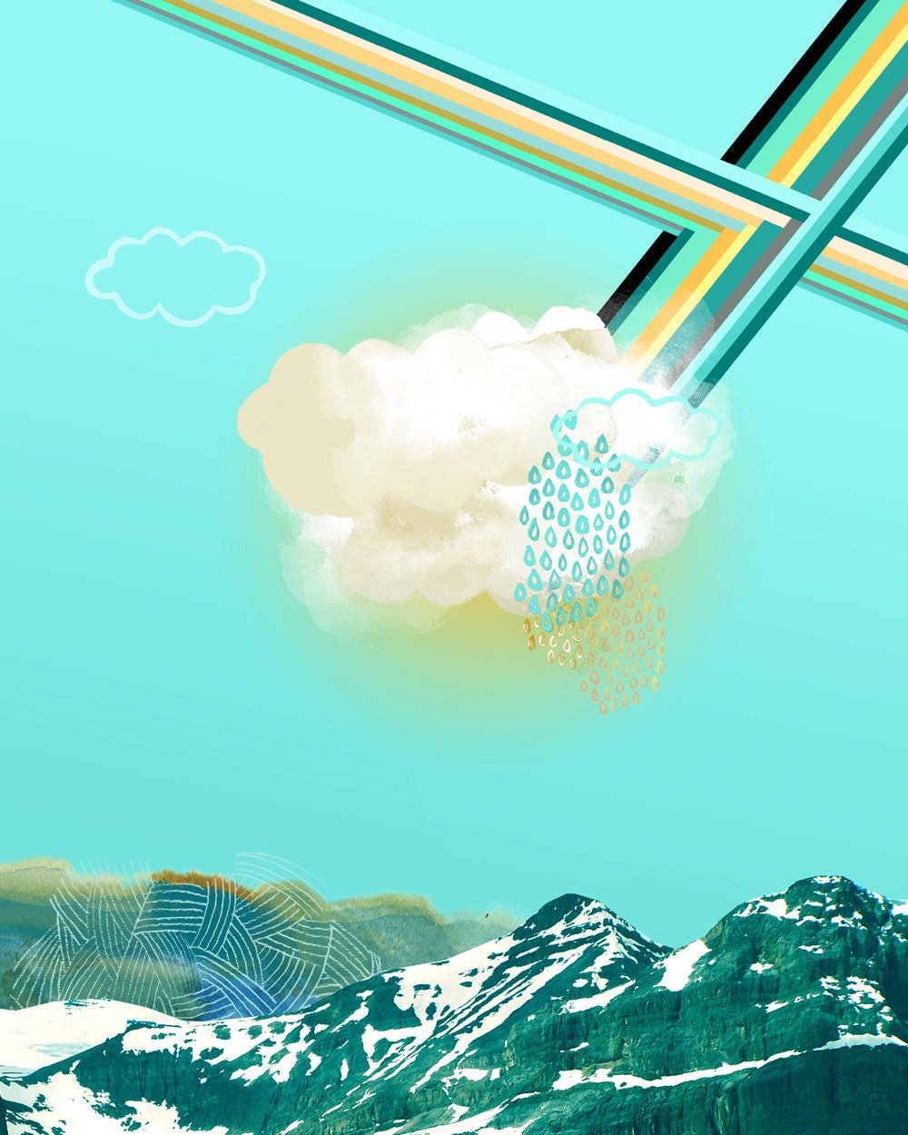 Cheery Little Cloud--West Elm Inspired Archival Print on Paper