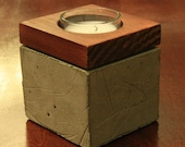 Concrete and Wood Votive Candle Holder