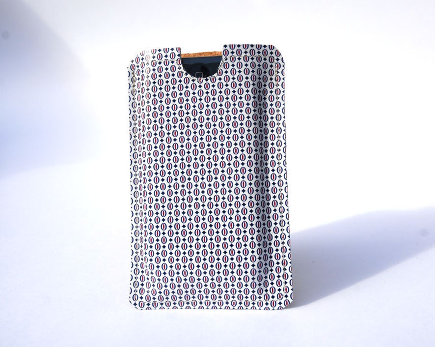 iPhone Cover / iPod Case on leather printed in blue white and red Design for all smart phones except Blackberry and HTC HD - Free Shipping