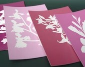 Botanical Paper Cut Postcards - Set of Four in Pink and Purples
