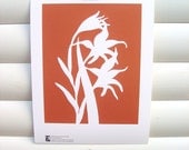 Art Print 10x8 - Orange Gladiolus - Modern Botanical Floral Pretty Papercut Design