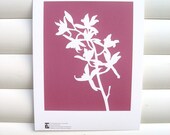 Modern Floral Art Print 10x8 - Pink Orchid - Contemporary Botanical Flower Pretty Paper Cut Design