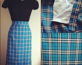 50s Style Perfect fit Plaid pencil skirt, handmade, made to mesure