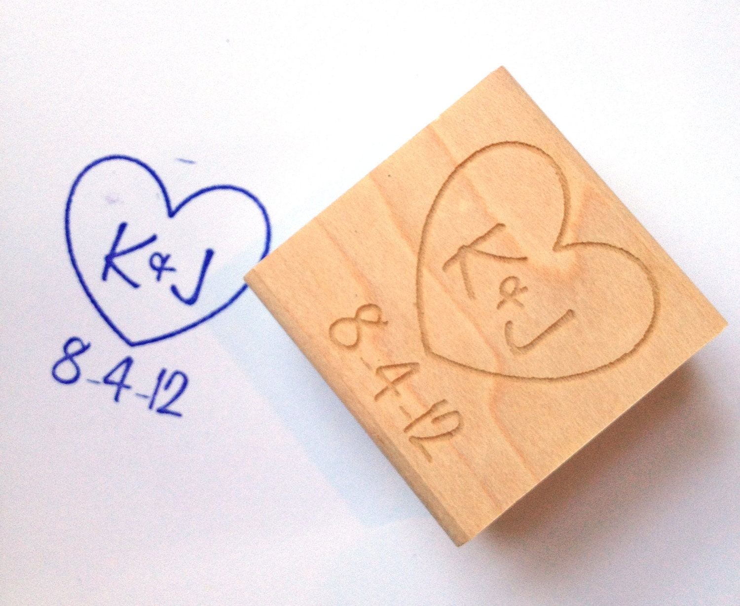 Custom Wedding Stamp. Heart with Initials and Date. DIY Wedding Decor or Shower Decoration. Made to Order.