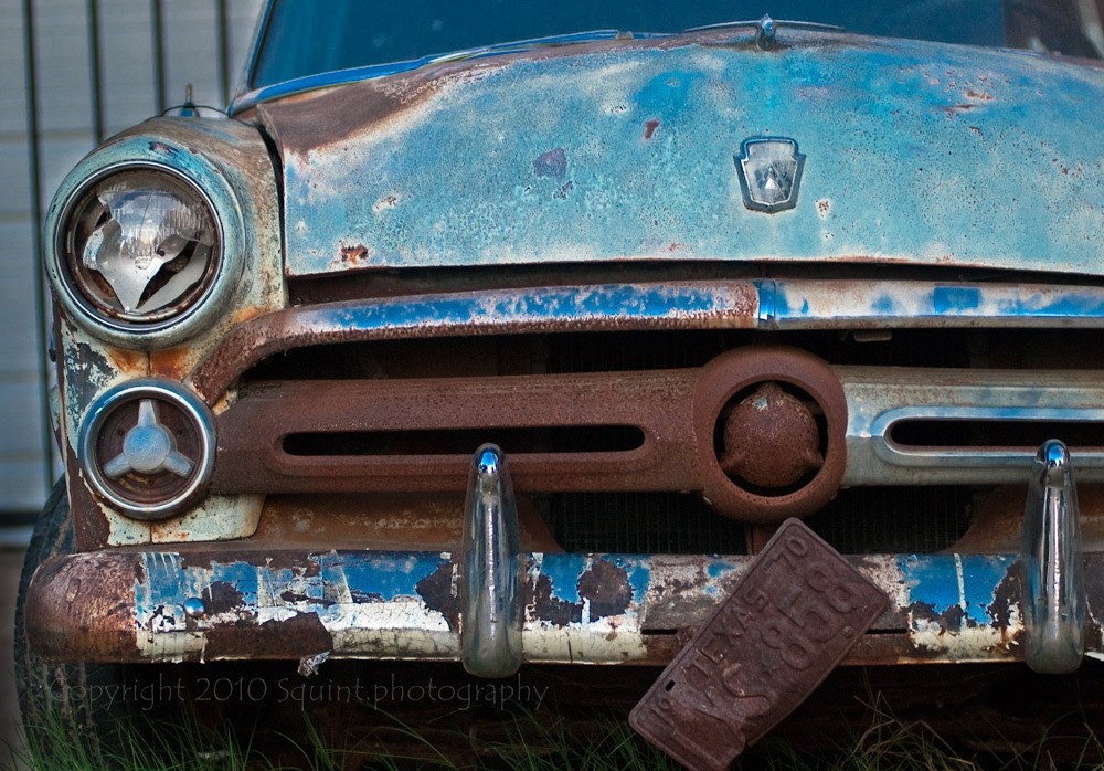 Blue Vintage Car 8  x 10 Fine Art Photography - Squintphotography