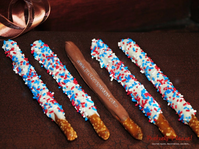 White Chocolate Gourmet Sprinkles Pretzels (choose color)