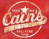 Oklahoma's Historic Cain's Ballroom Sign (Red) - 12x18 Signed, Dated and Hand-Stamped Art Print