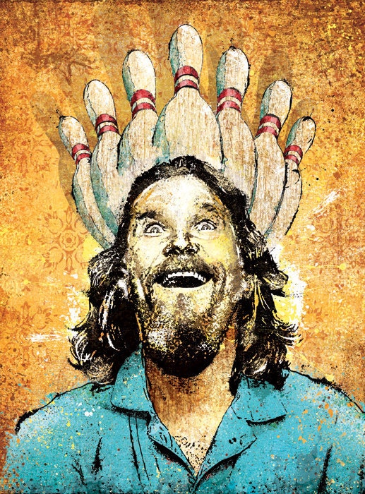 Big Lebowski's Enlightenment Through Bowling - 18x24 Archival Print