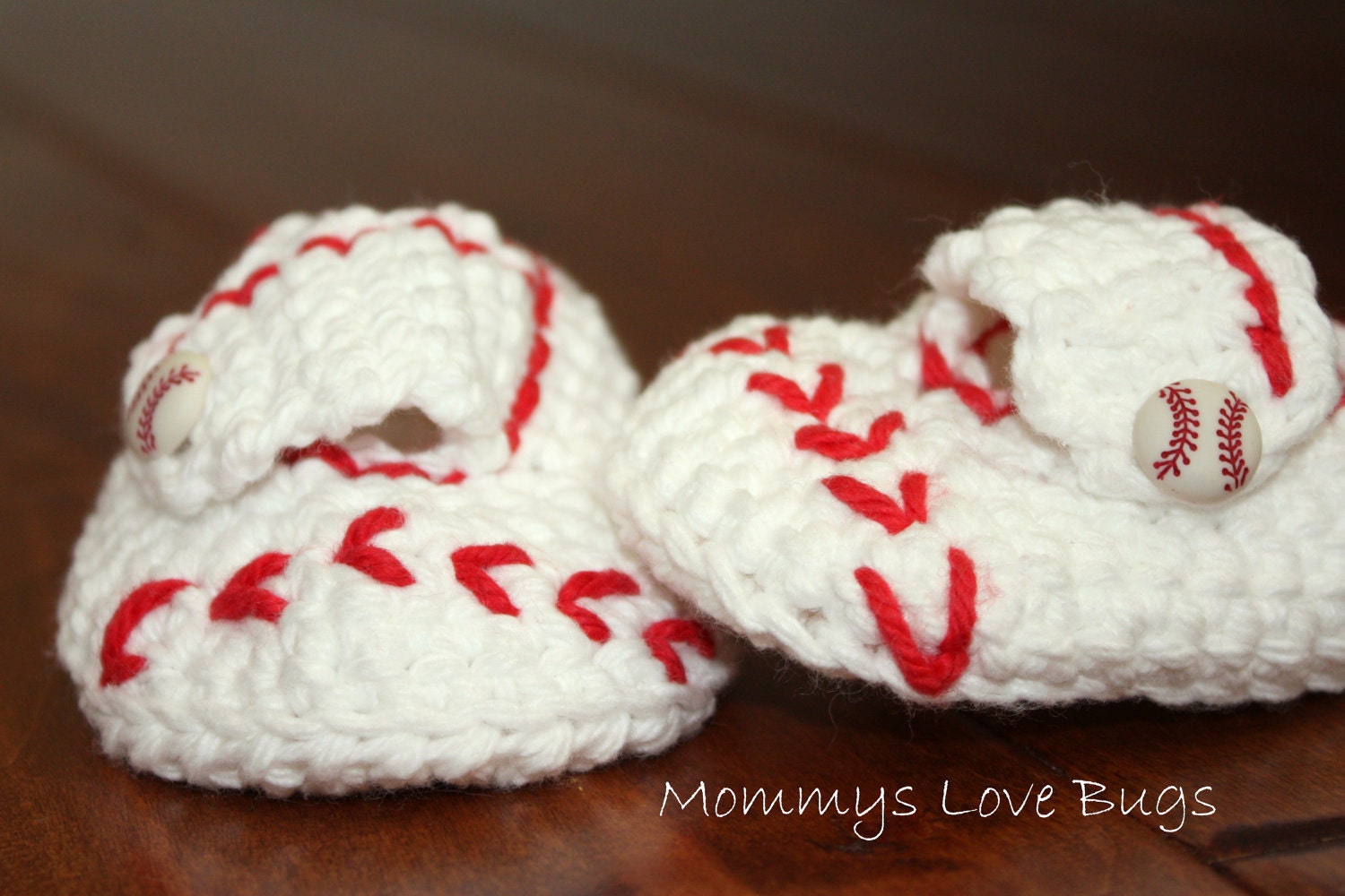 Baseball Crochet Beanie and Booties Set - Newborn through 24 Month Sizes