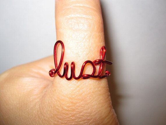 Red Lust Ring Wire Wrapped Dainty Unique Gifts