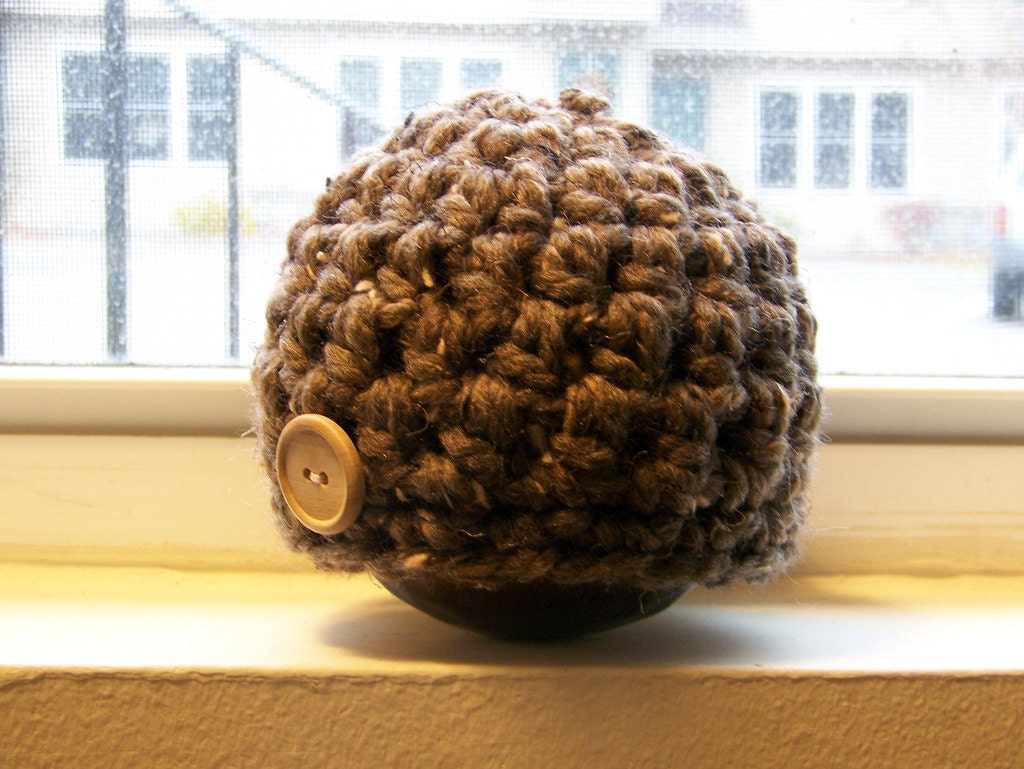 Baby Girl Hat with Wooden Button - barley