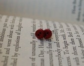 Button Earrings - Wine