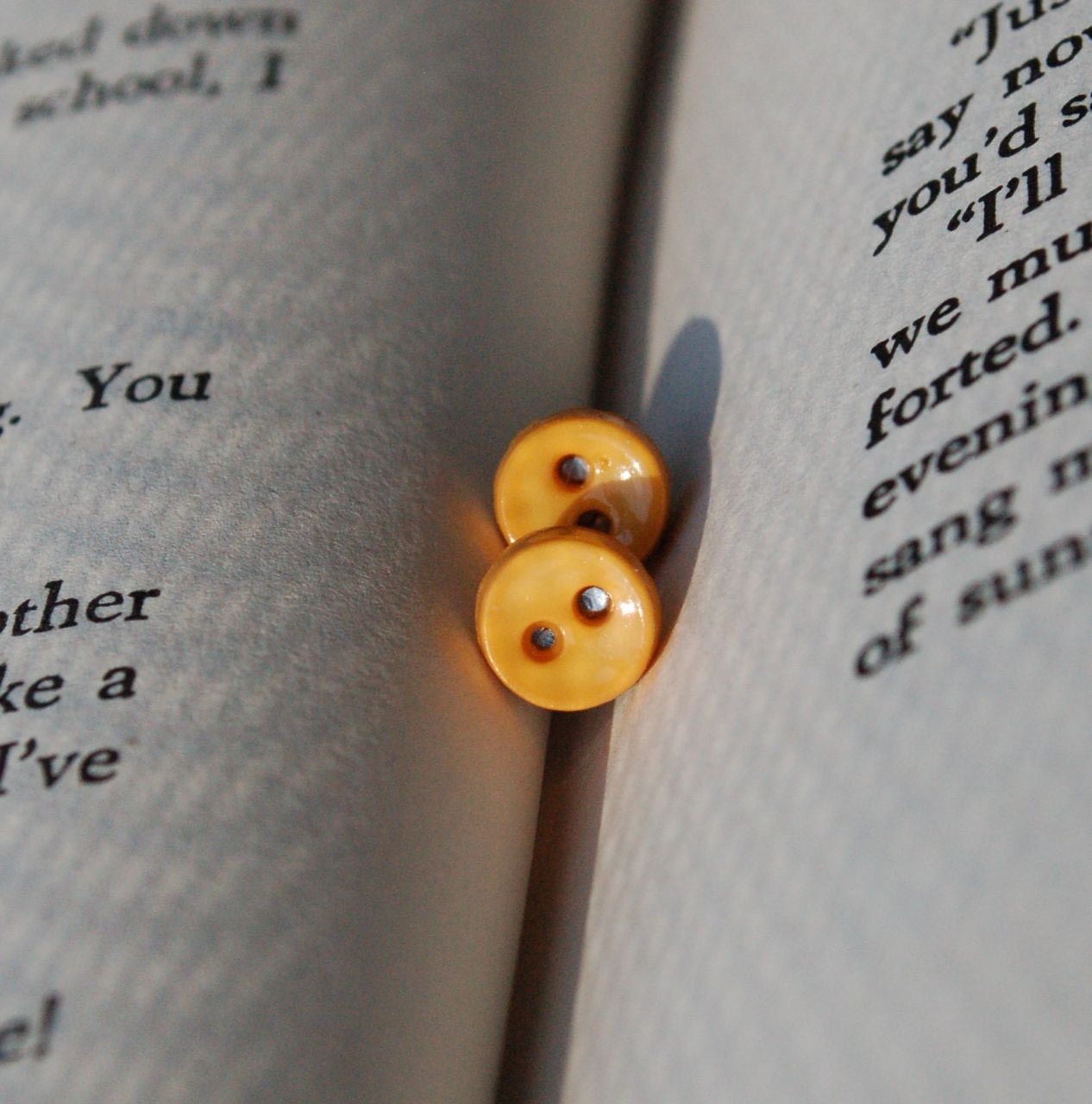 Button Earrings - Mustard Yellow