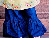 Ruffle Pants- Denim - ready to ship - Size 4 SALE
