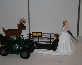 Deer Hunting Hunter GROOM Wedding Cake Topper ATV