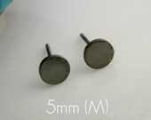 Stud Earrings Black Gold - over 925 Sterling Silver - For Men or Women - Custom Gauge Piercing Available - Size M Disc (420H) - NON RUSTIC