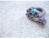 Crochet ooak beehive ring - second edition