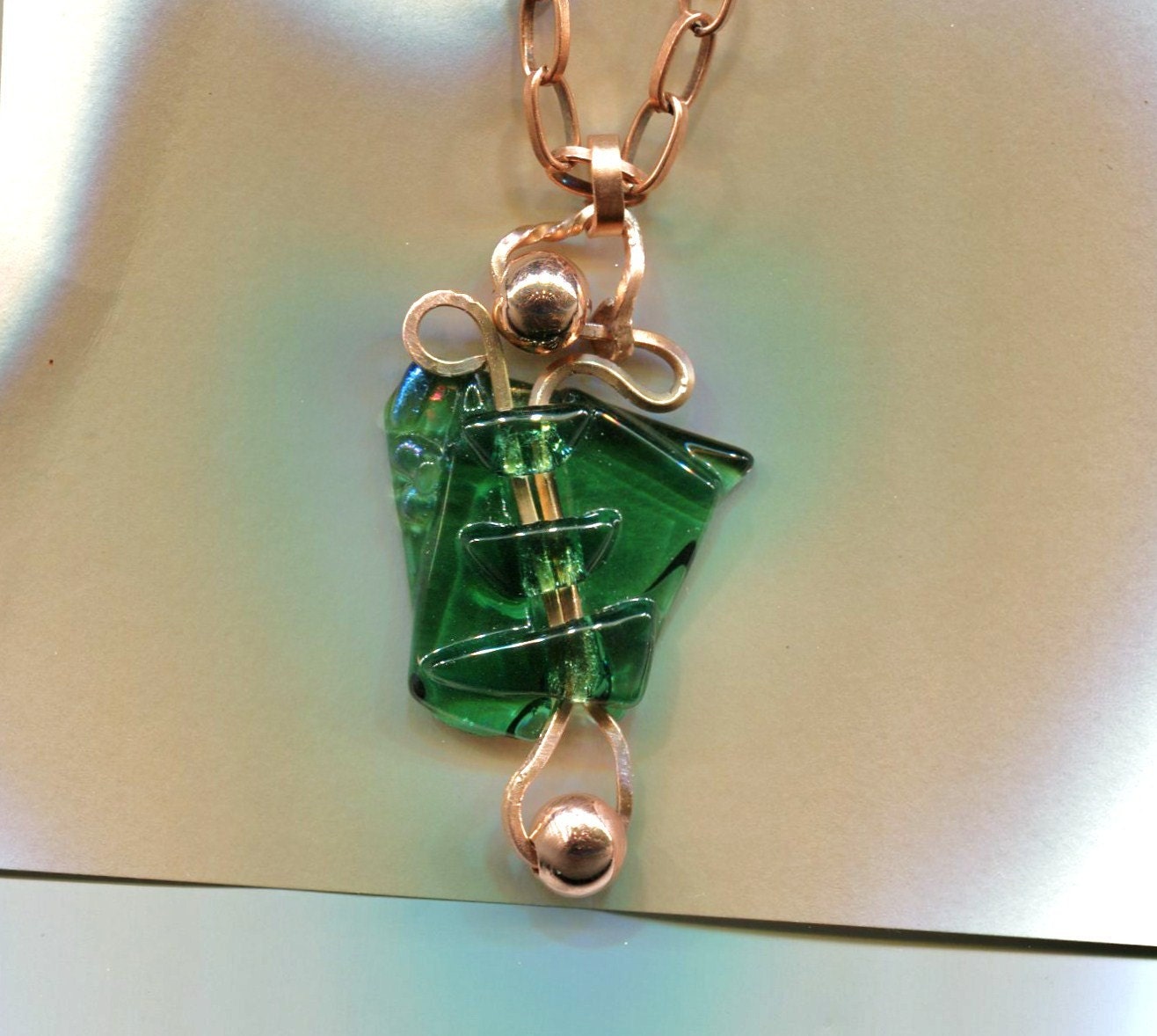 Fused Glass and Dichroic Glass Copper Wirewrap.... BALANCING ACT