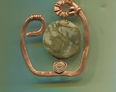 ORGANIC ELEMENTS   Reversible Jasper Picture Rock with heavy Copper Wirewrap