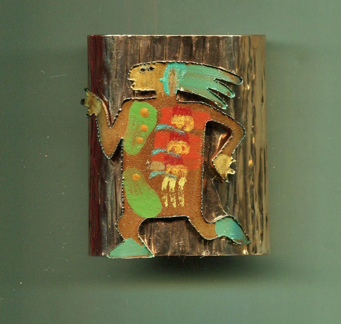 KOKAPELI WANNA BE  Wide Copper Cuff   With Southwest  dancer