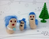 Ello Labyrinth Blue Worm's Family Unique Needle Felted Sculpture