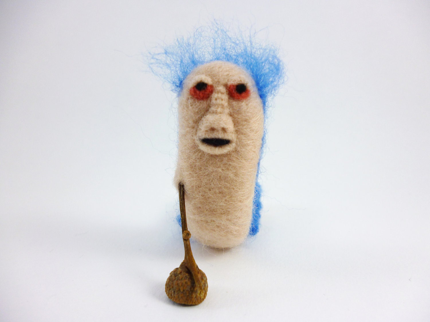 Fiber Art Ello Labyrinth Worm Blue Grandpa Joe sculpture unique