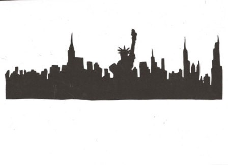 New York skyline silhouette. zoom. 3 1/4 x 10 1/4