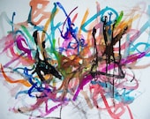 Dancing and Dreaming- Original Watercolor Painting- 15x11, Abstract, Bright, Colorful