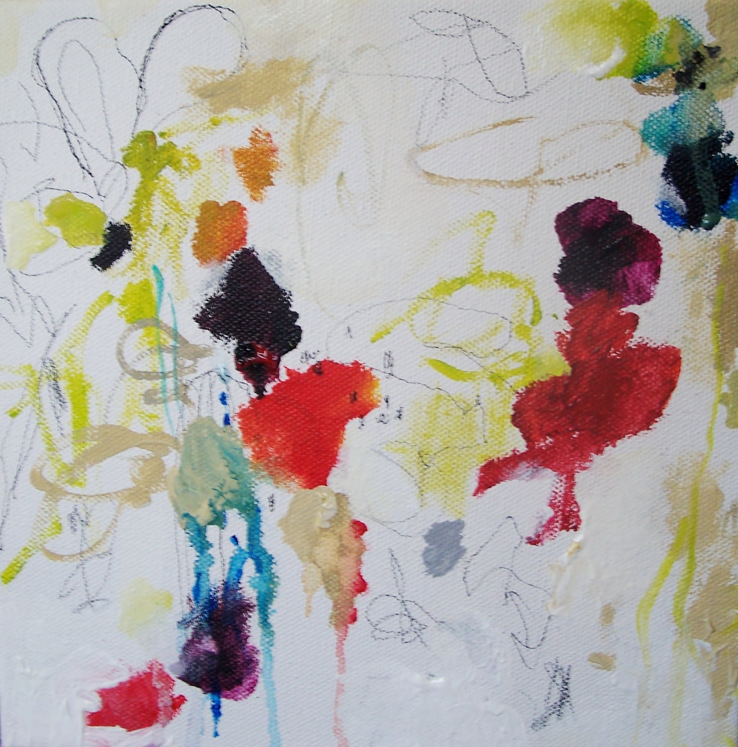 Madras- Mixed Media Original on Canvas, 8x8, Fresh, Bright, Abstraction