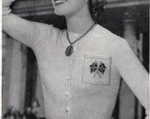 Coronation Cardigan Sweater to Knit - Flags, Crown, Roses Pocket - PrettyPatternsPlease