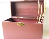 Vintage File Box-MidCentury- Leatherette Case-Faux Bois from Tessiemay