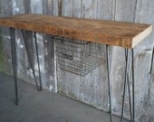33" Reclaimed Wood Console Table WITH sliding basket drawer and Hairpin legs, Ships Free & Fast (Standard 1.65" Top, 33"L x 11.5"w x 30"h)