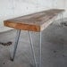 Industrial Reclaimed Wood bench (1.65" Standard top) w/ Hairpin legs, Ships Fast and Free, (3ft x 11.5" w x 18"h)