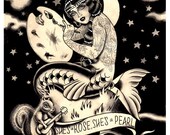 8X10 Tattoo Inspired Coney Island Mermaid