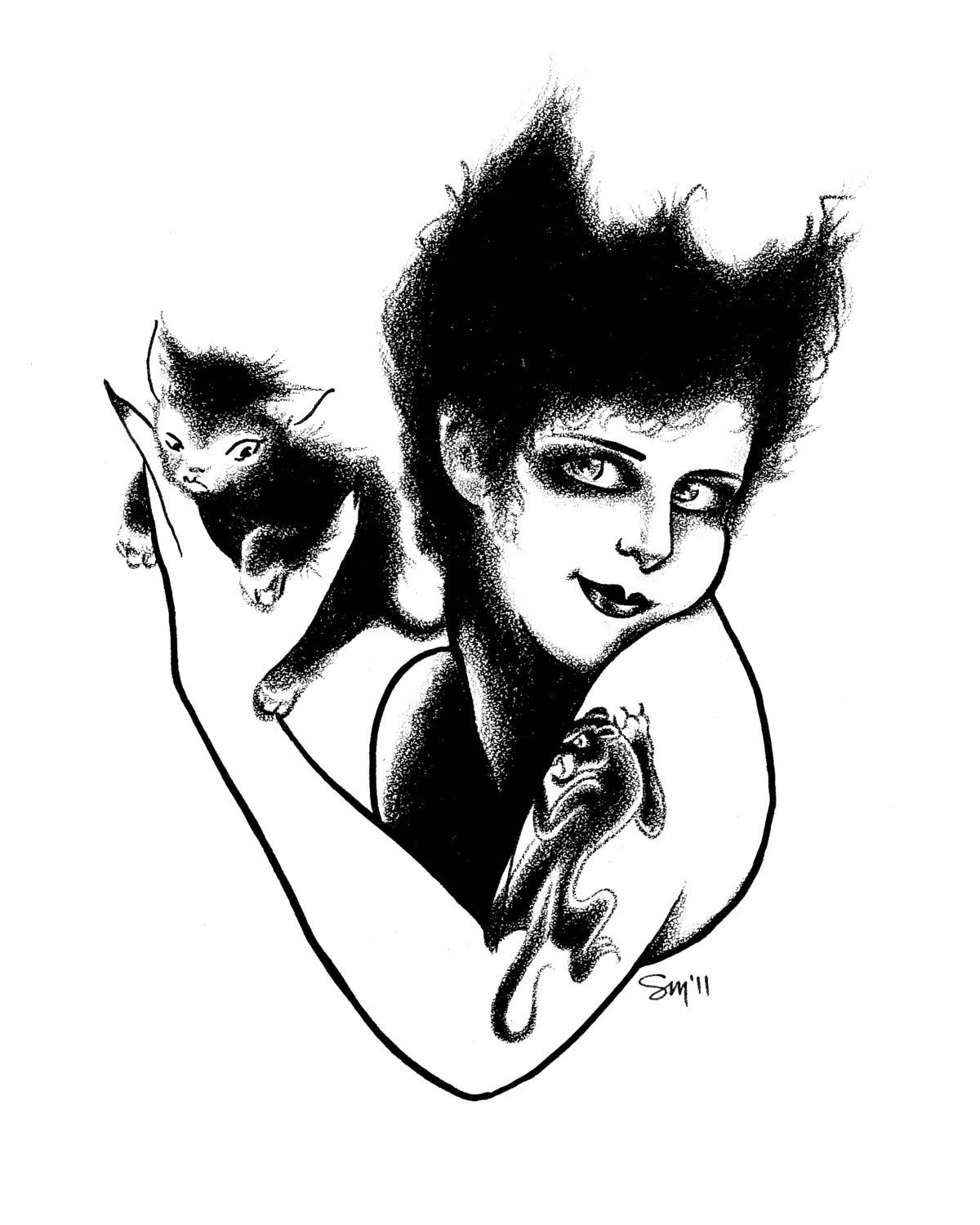 5X7 Tattoo Inspired Black Cats
