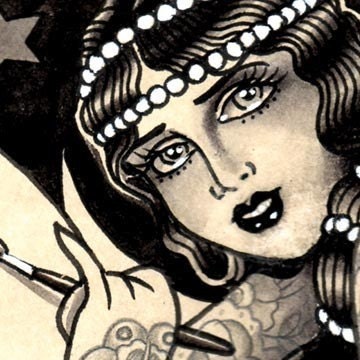 12X15 Tattoo Inspired Coney Island Mermaid