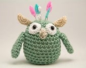 Pincushion Owl Home Decor Amigurumi in Woodlands Green
