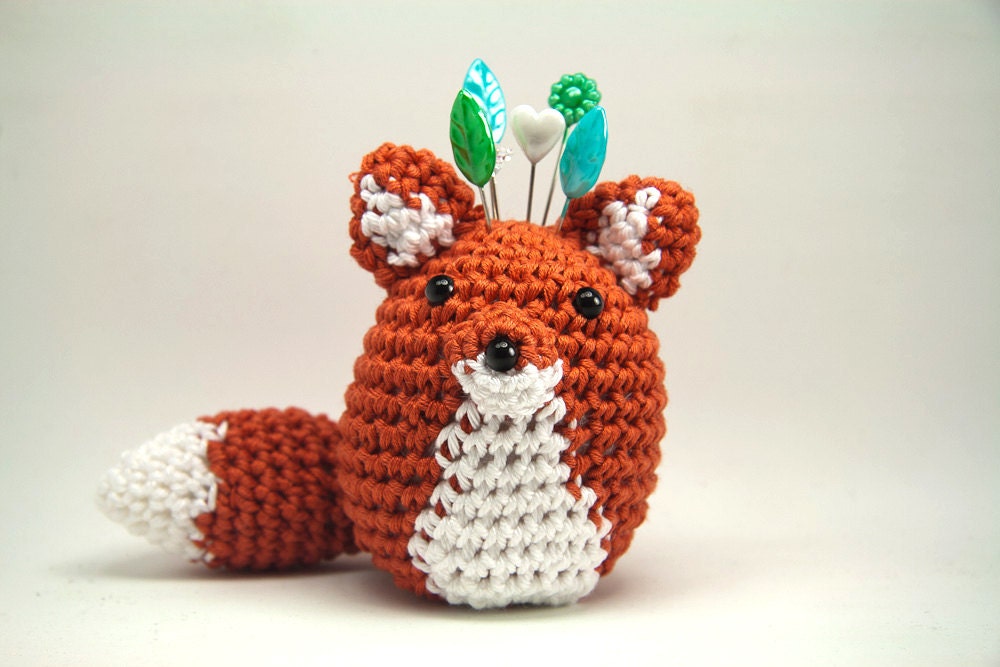 Pincushion Fox Amigurumi - Rust/Orange