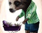 Baby sitting Bear 8x10 print