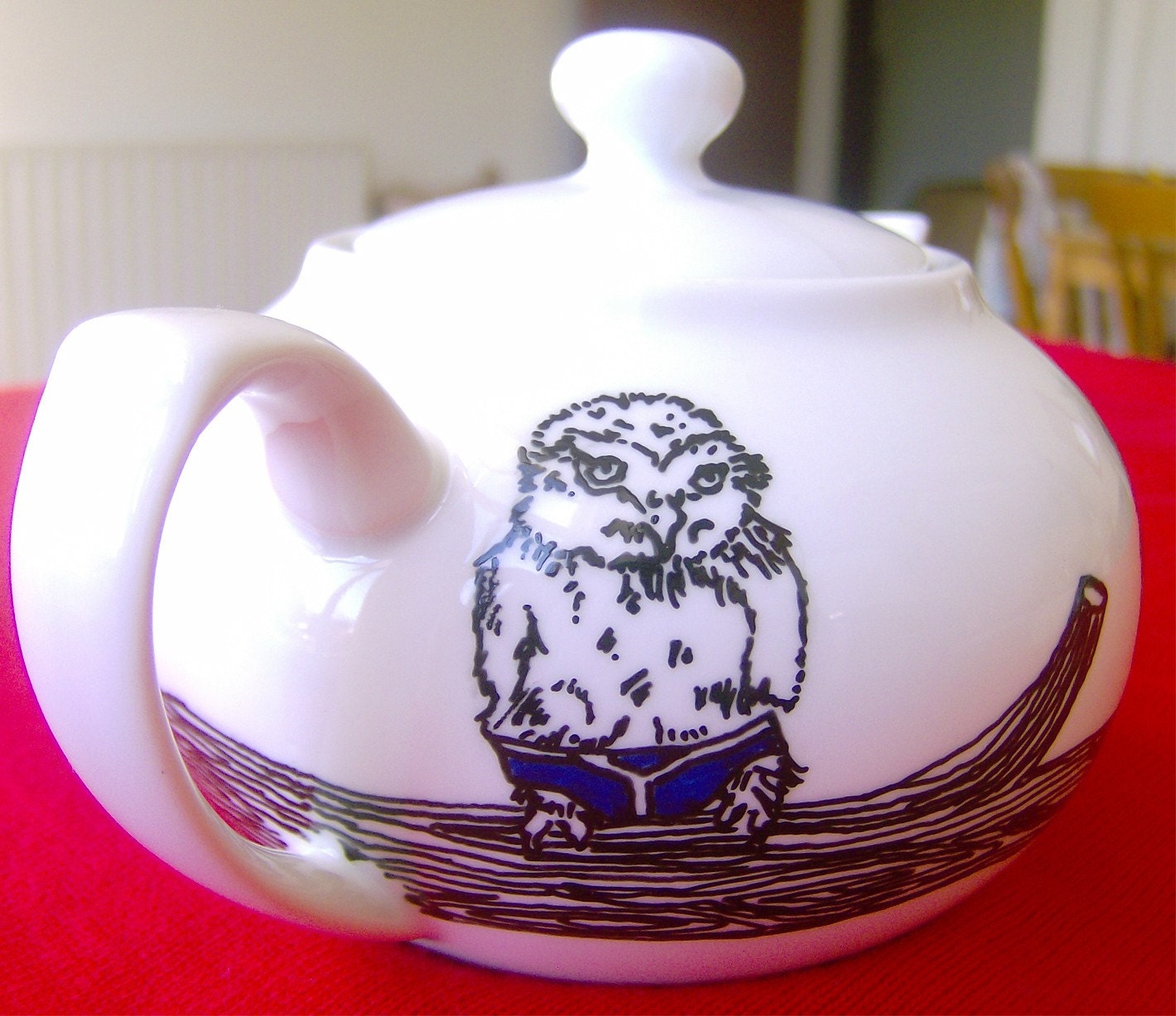 Hand Drawn Teapot - Owls in Pants