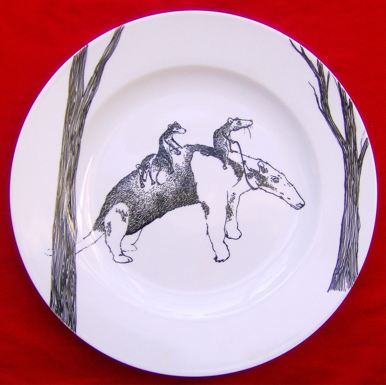 Hand Drawn Serving Plate - Anteater Bus