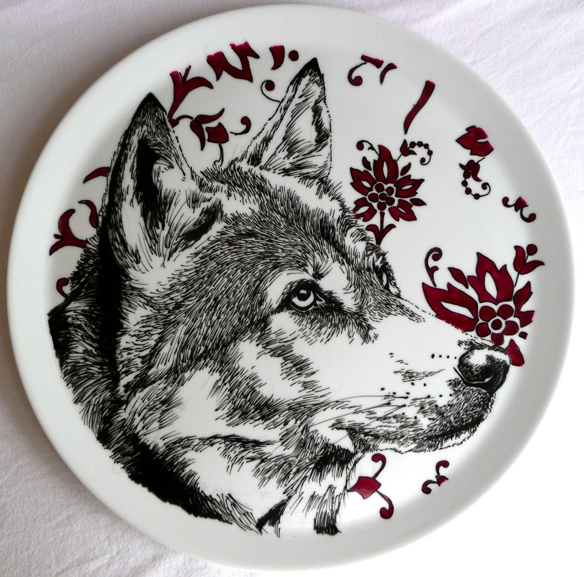 Wolf - Hand Drawn Serving Plate