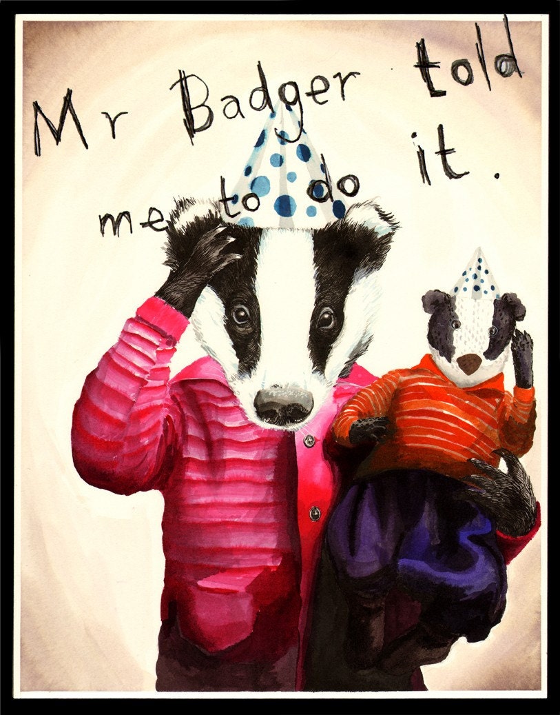 Mr Badger print - 8x10