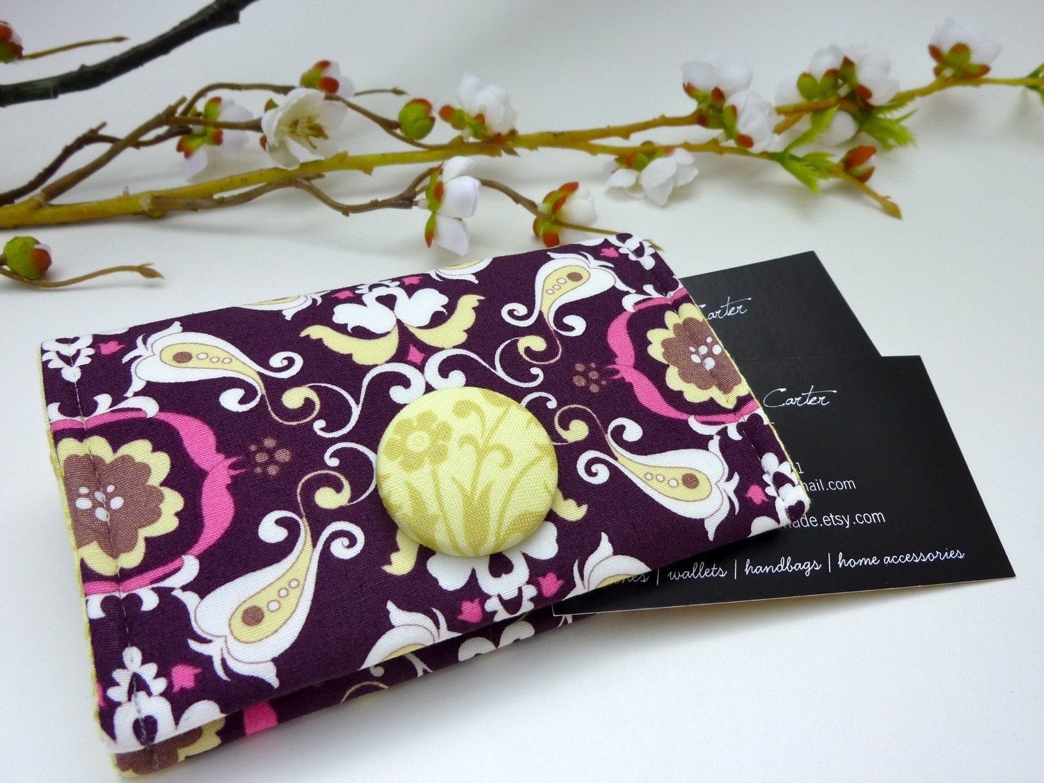 Chic Deep Purple Business Card Holder/ Small Wallet