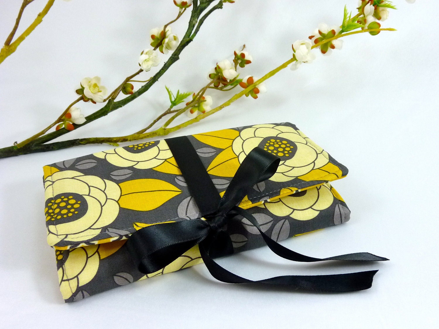 Jewelry Roll - Design Your Own Custom Gift for Her - Yellow & Granite Aviary Collection - JCarterHandmade